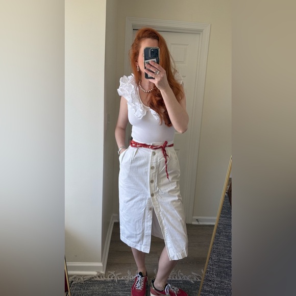 Vintage White Jean denim midi Skirt -100% cotton - size S- excellent condition - Picture 4 of 10